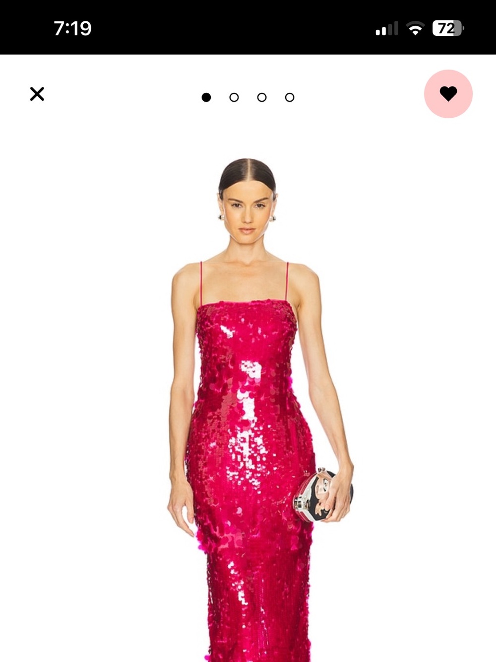 Hot Pink Sequin Slip Midi Dress with Spaghetti Straps